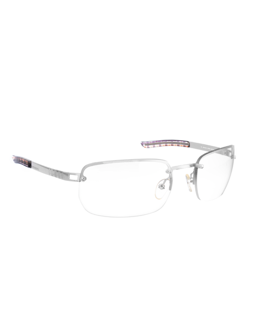 Burberry 00s Silver Checked Rectangle Sunglasses Burberry