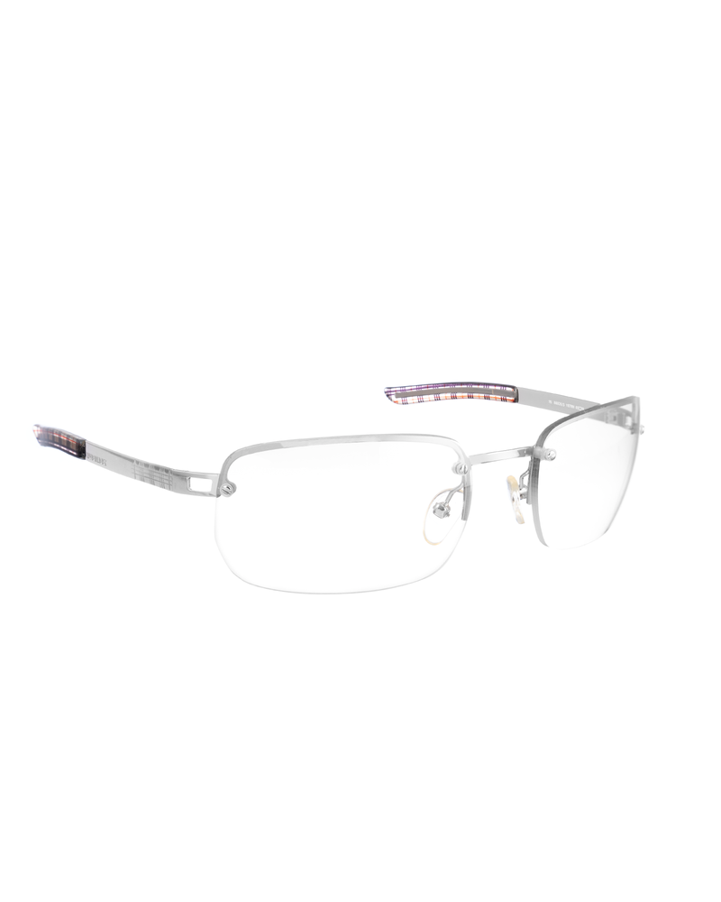 Burberry 00s Silver Checked Rectangle Sunglasses Burberry