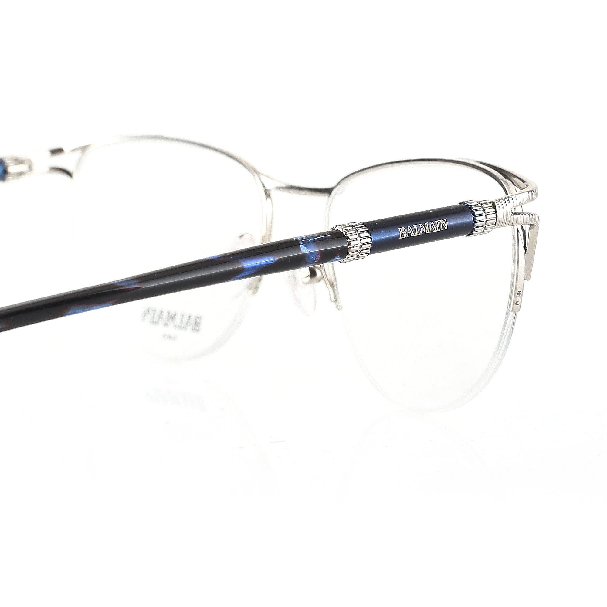 Balmain ’00s Dark Blue & Silver Oval Glasses