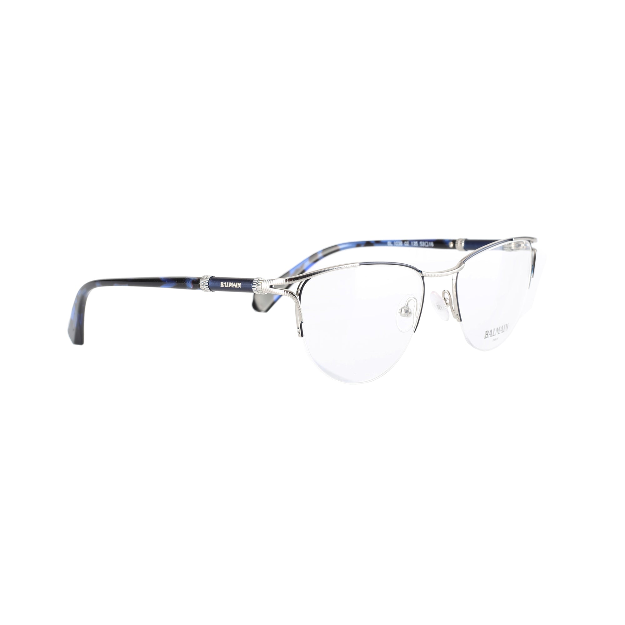 Balmain ’00s Dark Blue & Silver Oval Glasses