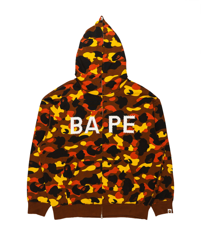 BAPE Orange Camo Rhinestone Logo Full Zip Hoodie
