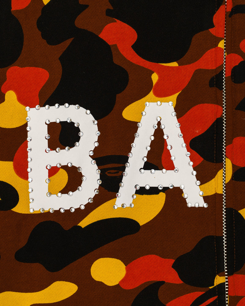 BAPE Orange Camo Rhinestone Logo Full Zip Hoodie thumbnail