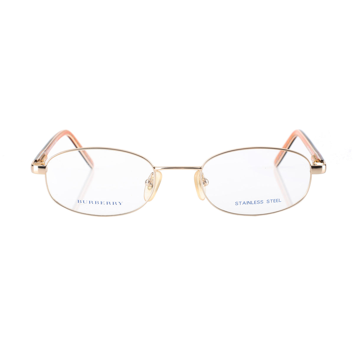 Burberry ’90s Check Brown Gold Oval Frame Glasses