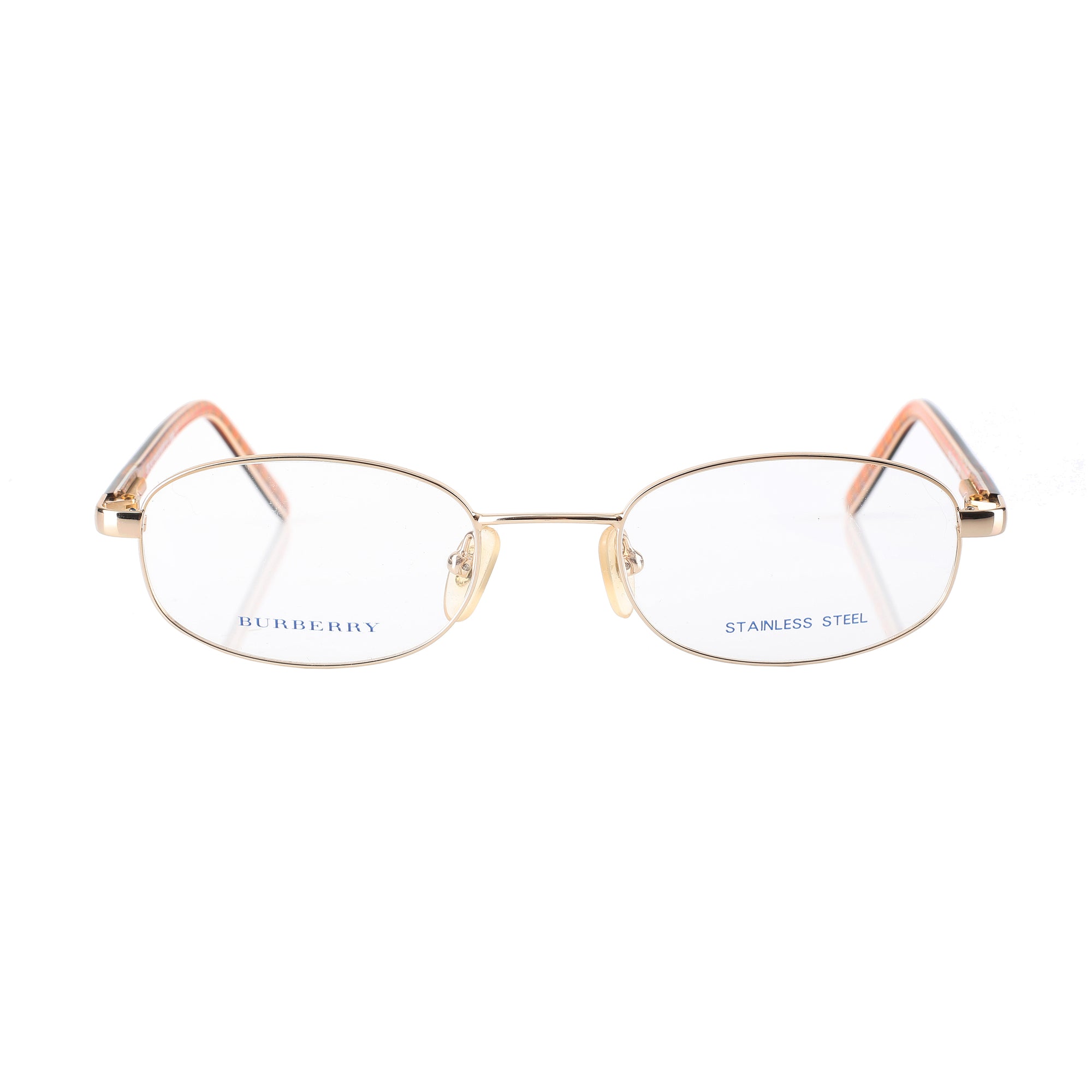 Burberry ’90s Check Brown Gold Oval Frame Glasses