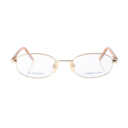 Burberry ’90s Check Brown Gold Oval Frame Glasses Burberry