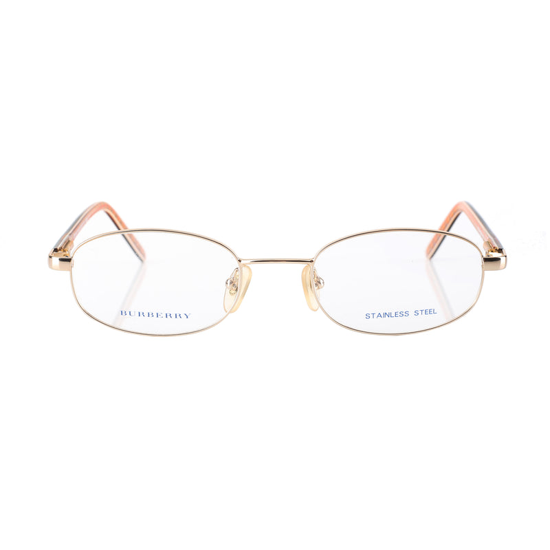 Burberry ’90s Check Brown Gold Oval Frame Glasses thumbnail