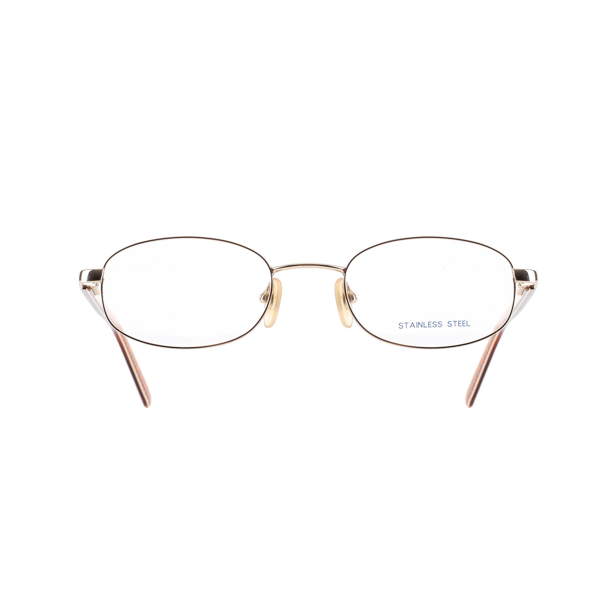 Burberry ’90s Check Brown Gold Oval Frame Glasses