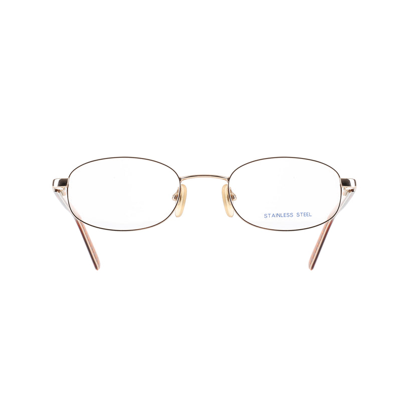 Burberry ’90s Check Brown Gold Oval Frame Glasses thumbnail