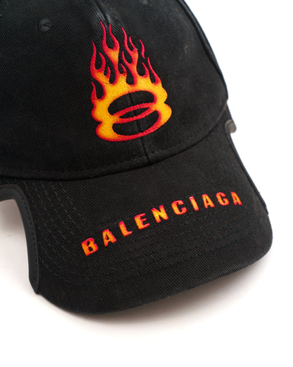 Balenciaga Flame Logo Baseball Cap