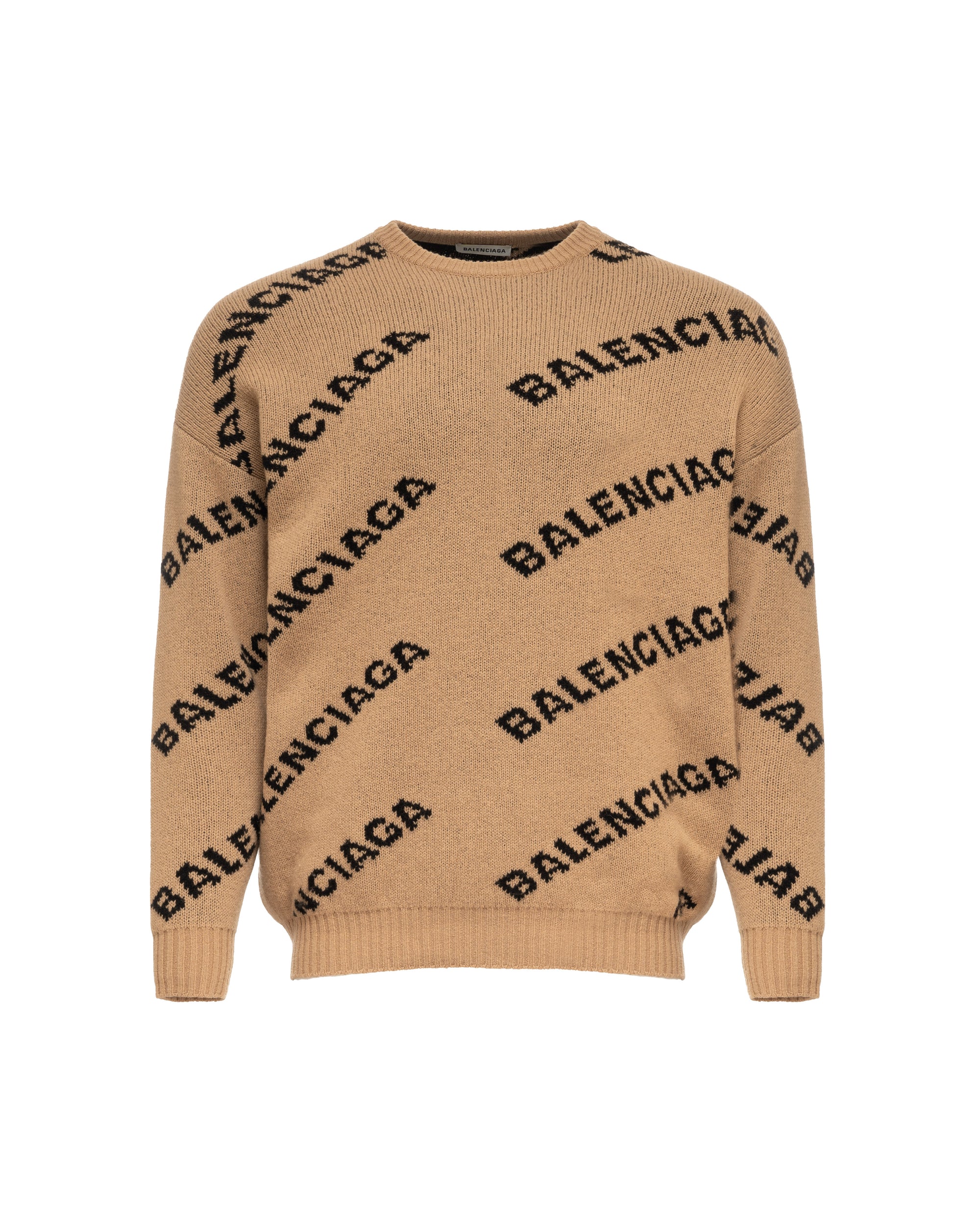 Balenciaga brown all-over logo sweater