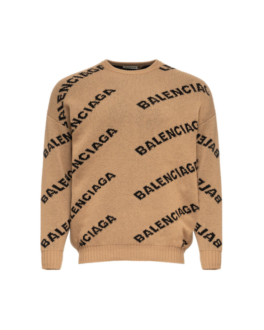 Balenciaga brown all-over logo sweater Balenciaga