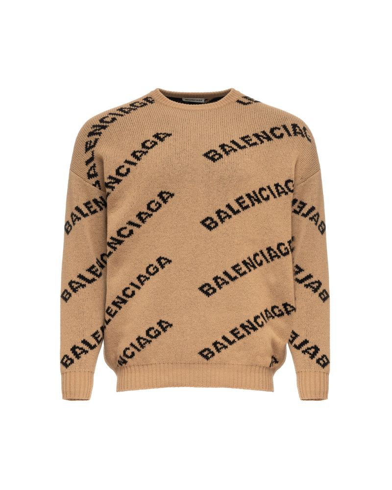 Balenciaga brown all-over logo sweater thumbnail