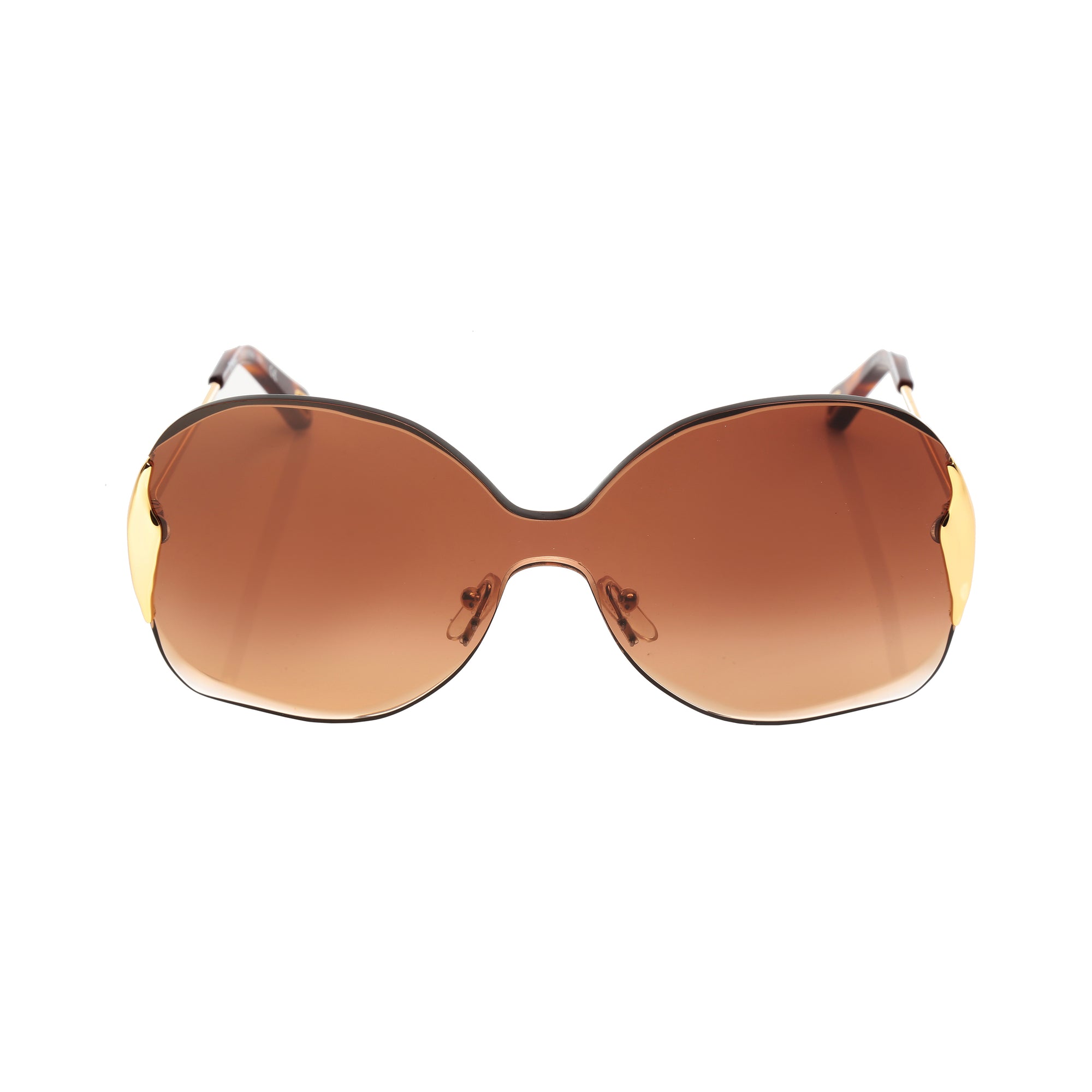 Chloe Gold Oversized Round Sunglasses