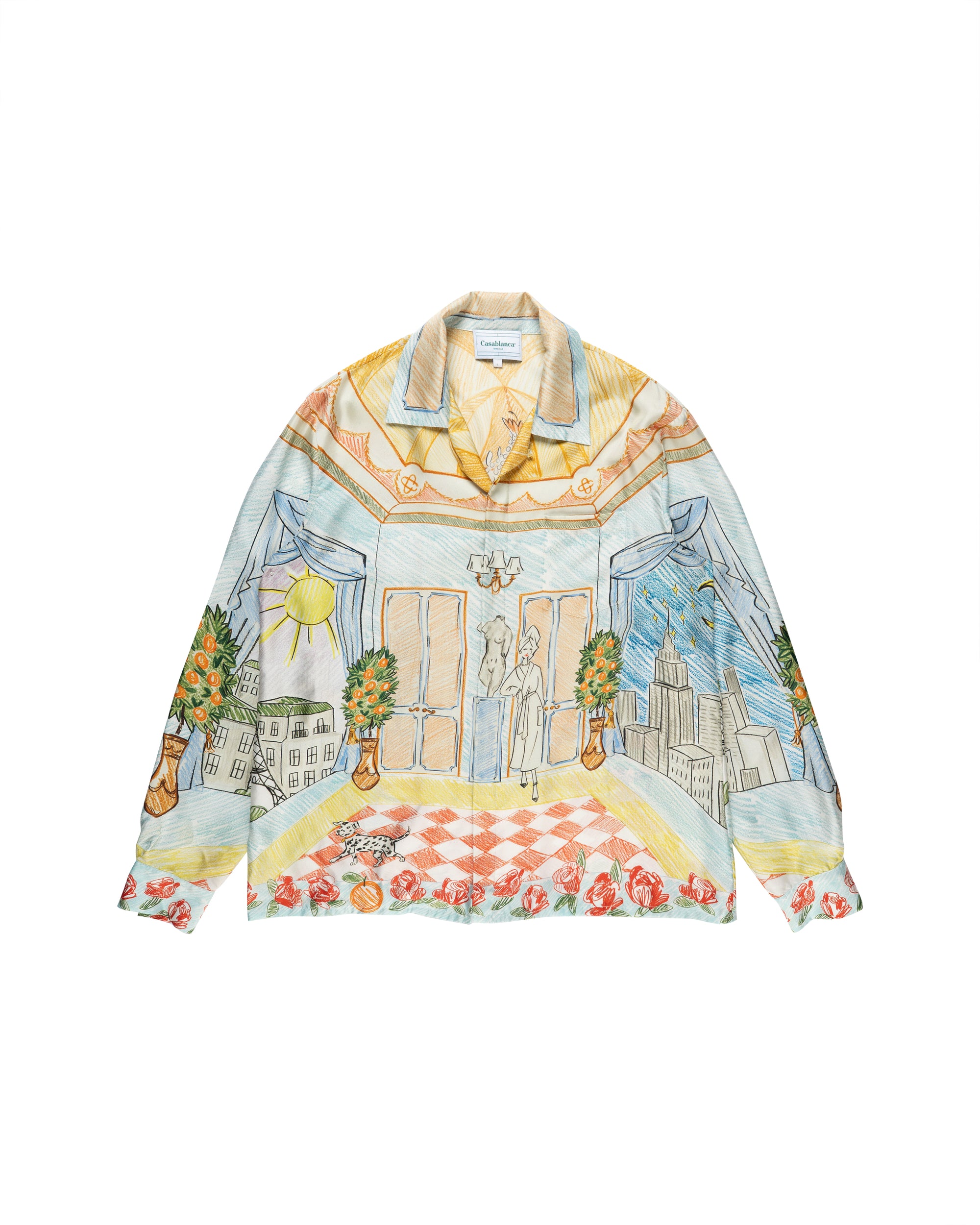 Casablanca "L'Appartement De Reve" Cuban collar button-up silk shirt