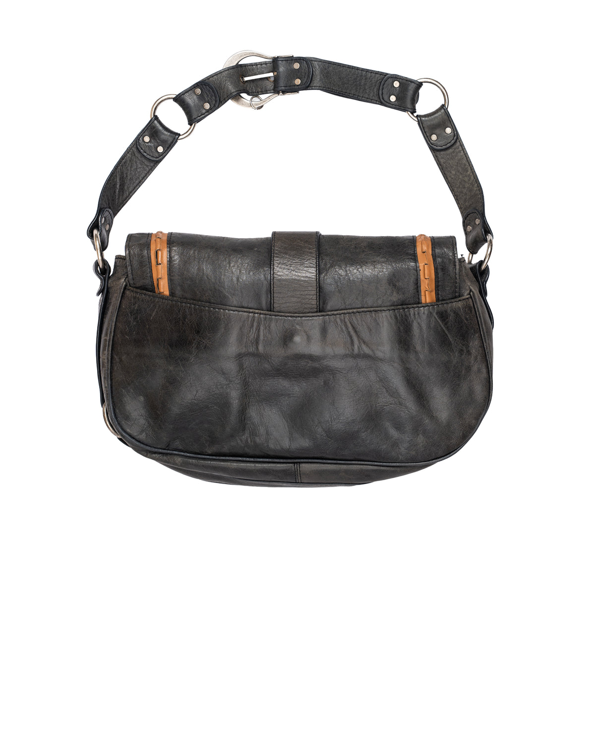 Christian Dior Gaucho Double Saddle Bag Grey Leather