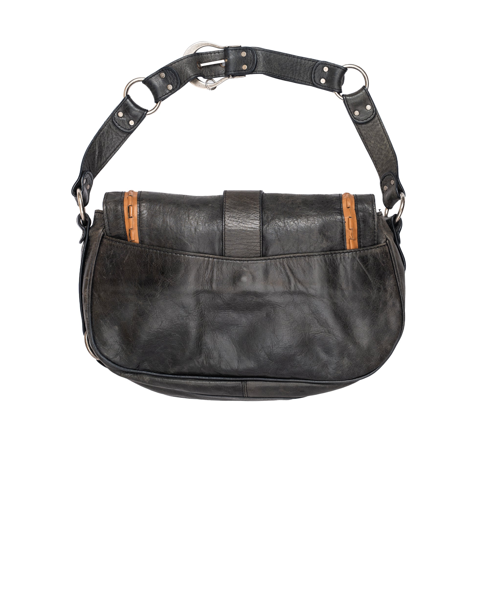Christian Dior Gaucho Double Saddle Bag Grey Leather