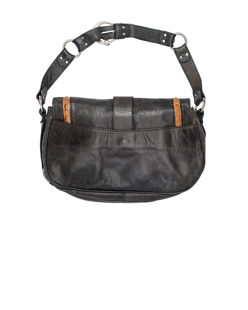 Christian Dior Gaucho Double Saddle Bag Grey Leather thumbnail