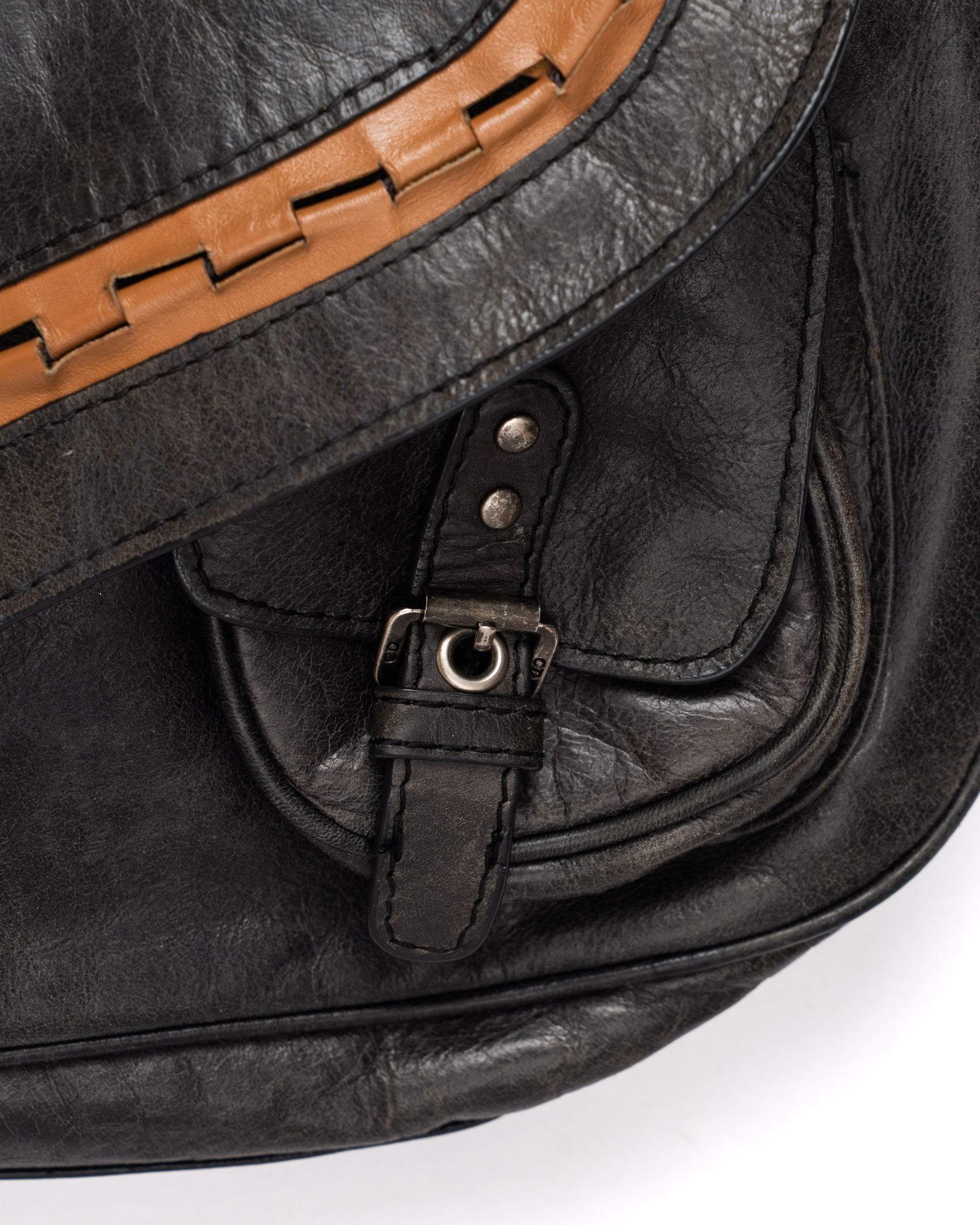 Christian Dior Gaucho Double Saddle Bag Grey Leather