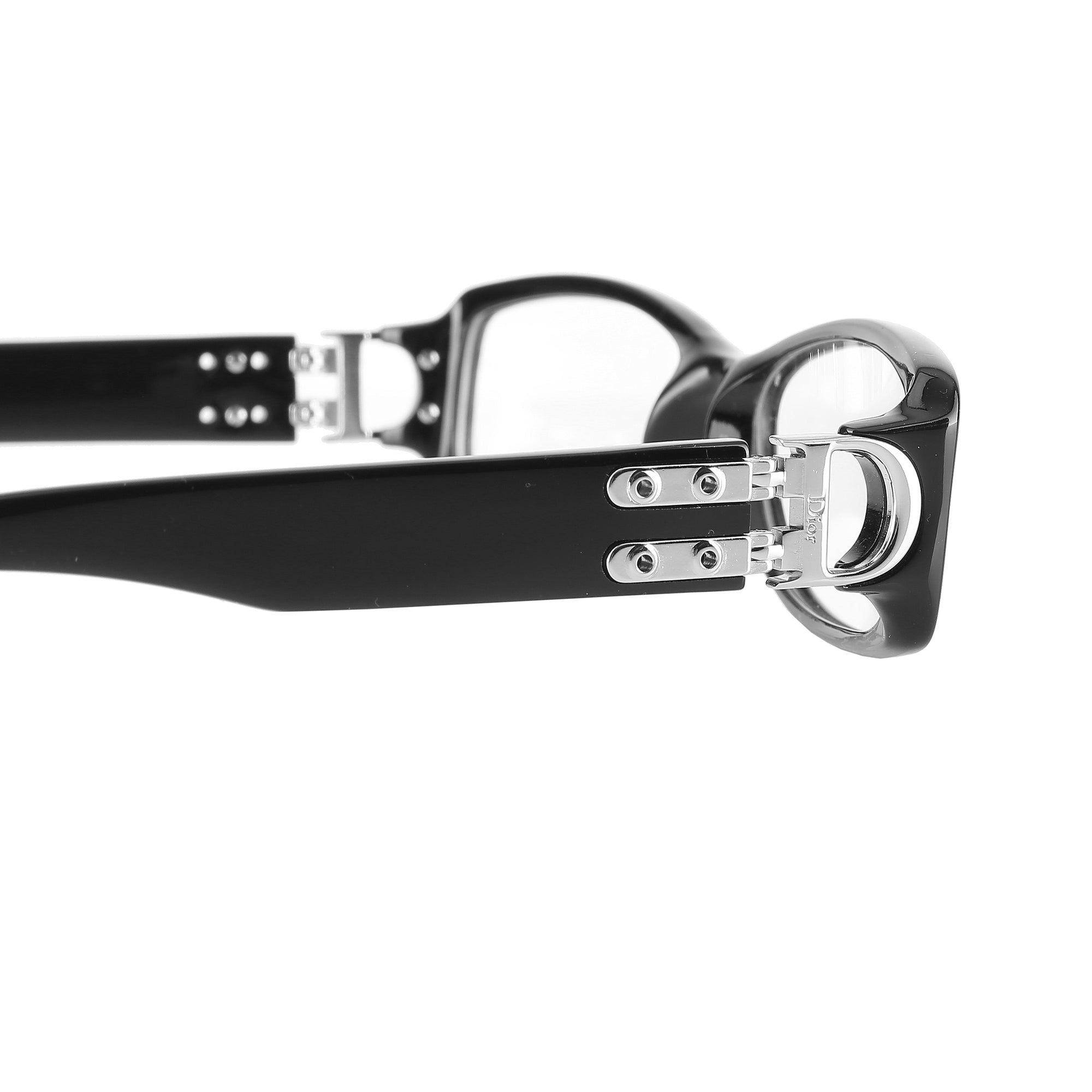 Christian Dior ’90s Lock Detail Black Rectangular Glasses