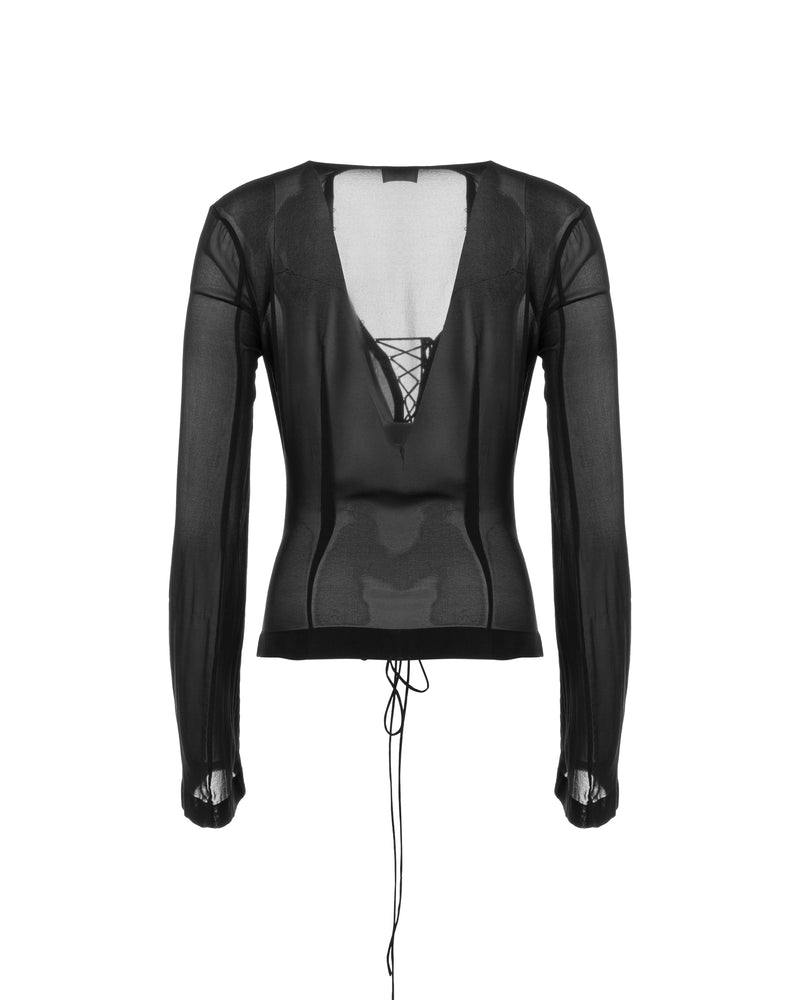 Dion Lee semi-sheer mesh laced top thumbnail