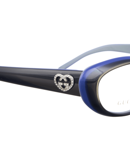 Gucci Navy Cat Eye glasses with Crystal Hearts Gucci