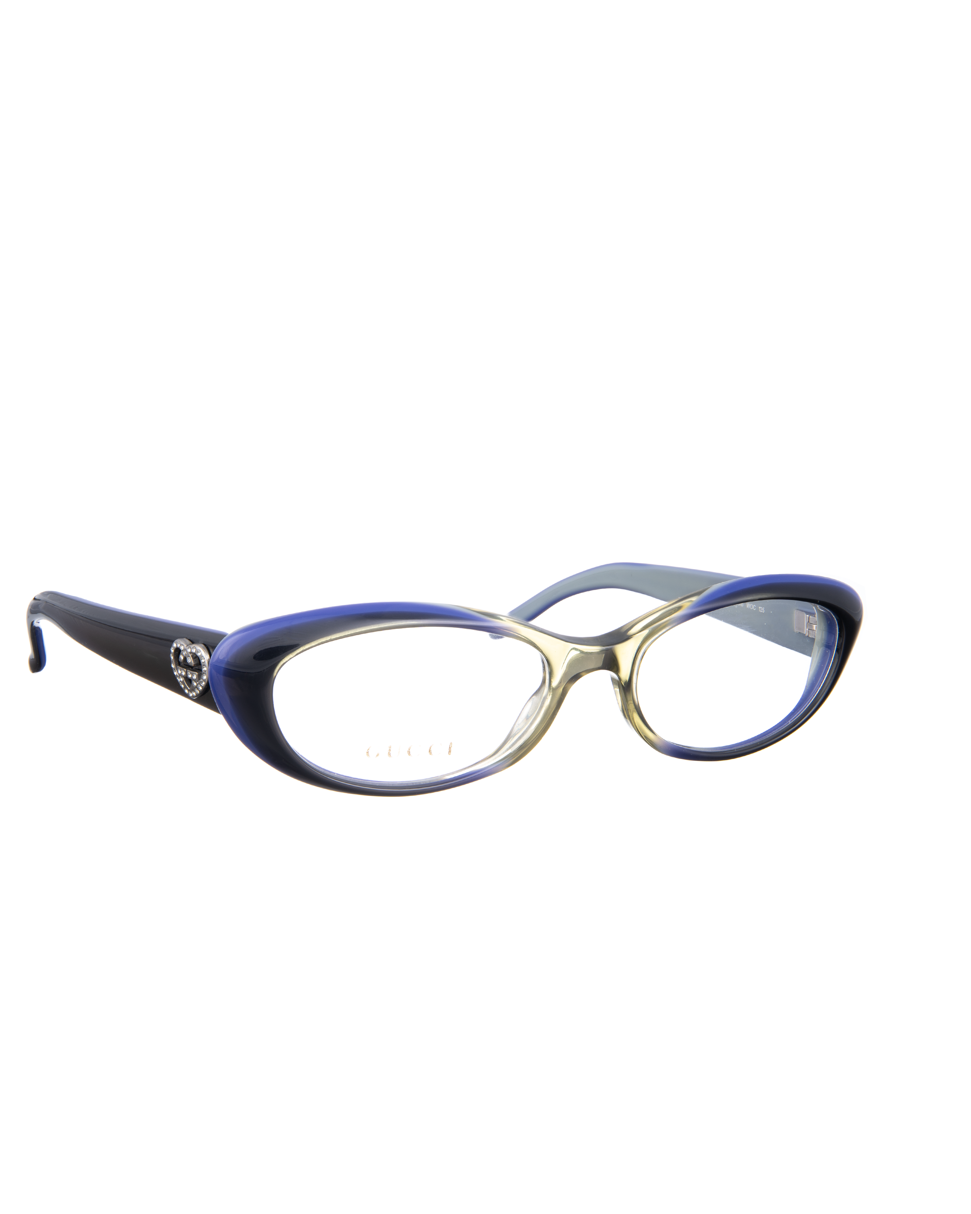 Gucci Navy Cat Eye glasses with Crystal Hearts