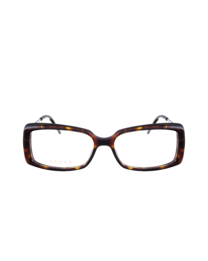 Gucci 00s Havana Rectangular Monogram Glasses Gucci