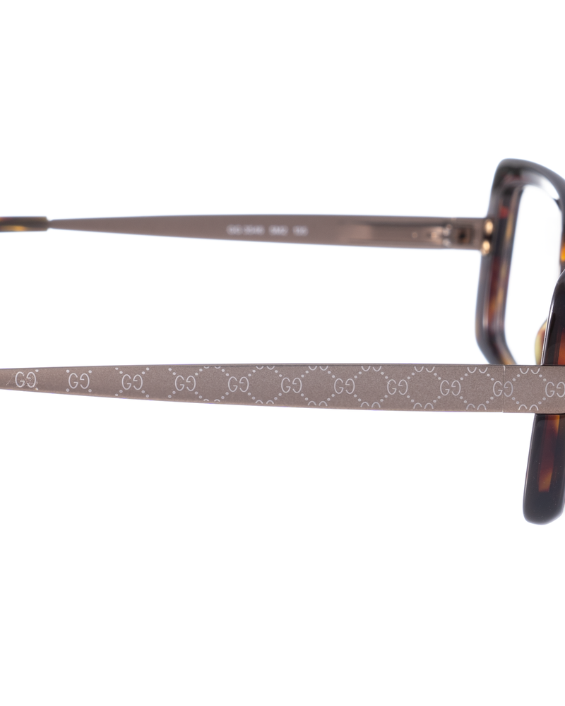 Gucci 00s Havana Rectangular Monogram Glasses thumbnail