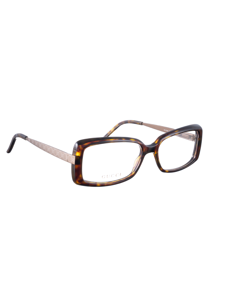 Gucci 00s Havana Rectangular Monogram Glasses Gucci