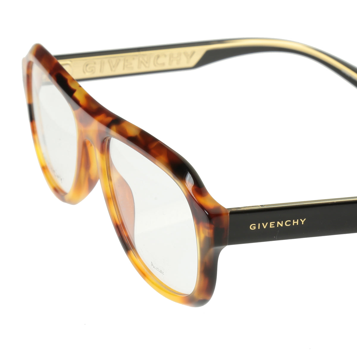 Givenchy Havana Brown Gold Pilot Frame Glasses GV 0124