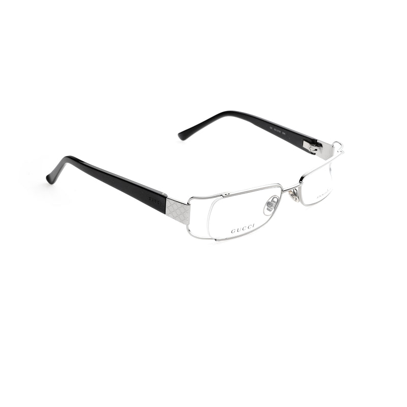 Gucci Black & Silver Monogram Rectangular glasses thumbnail