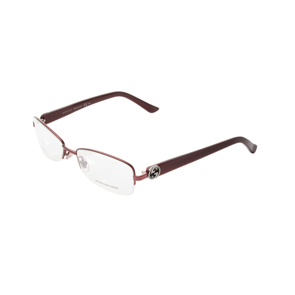 Gucci 90’s Wine Red Monogram Rectangular Frame Glasses