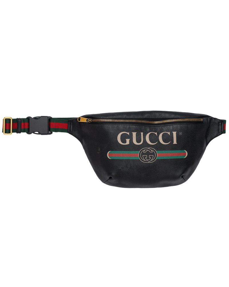 Gucci Logo Leather Slingback Bag Black