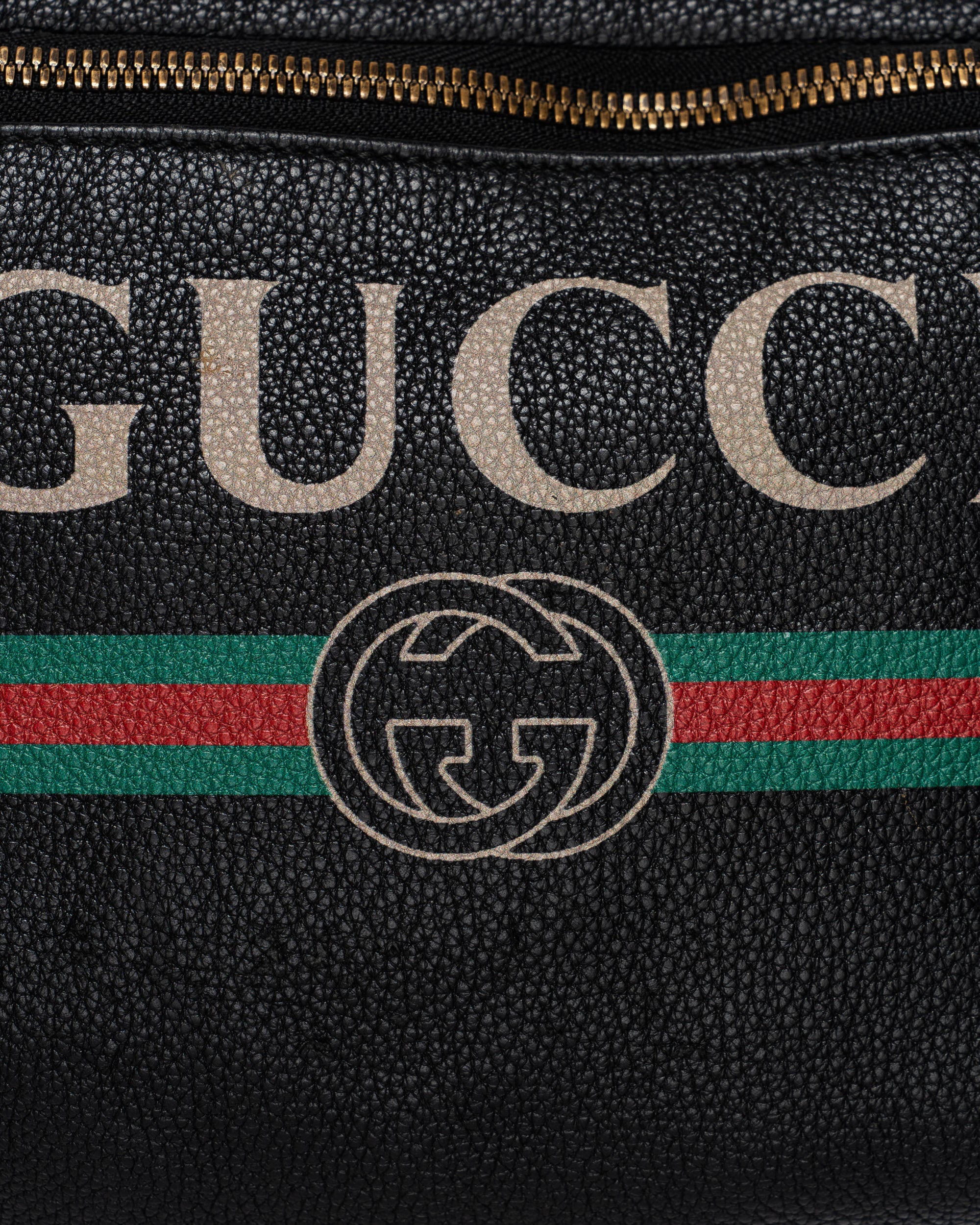 Gucci Logo Leather Slingback Bag Black
