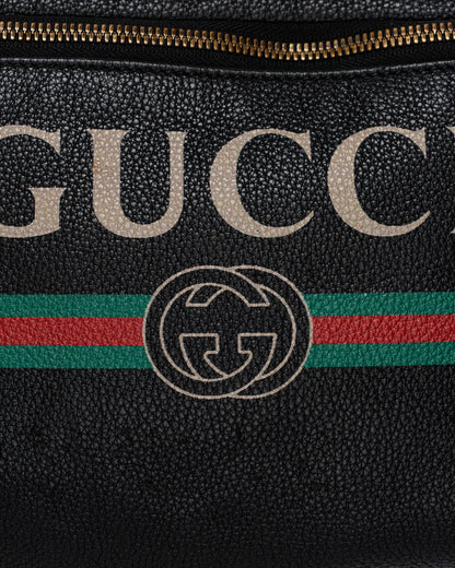 Gucci Logo Leather Slingback Bag Black
