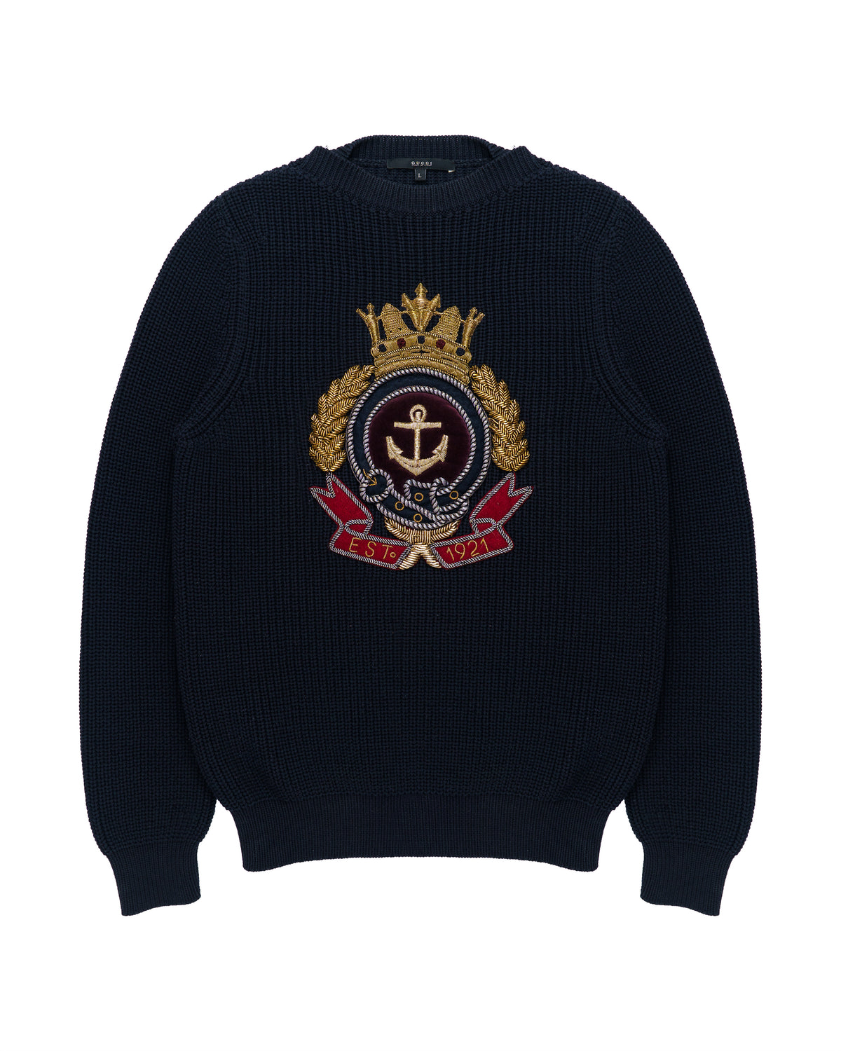 Gucci Navy Blue Anchor Crest Sweater