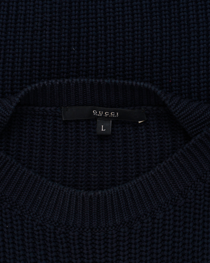 Gucci Navy Blue Anchor Crest Sweater thumbnail