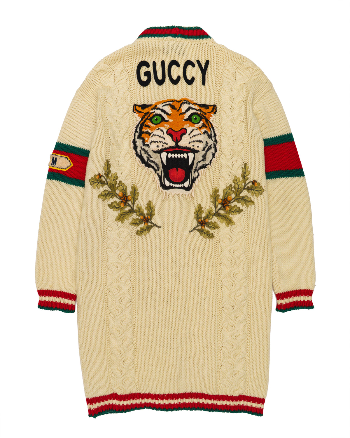 Gucci “Guccy” Tiger Cable Knit Cardigan