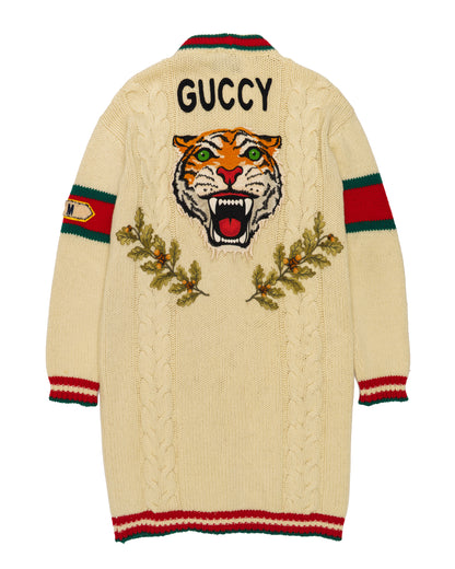 Gucci “Guccy” Tiger Cable Knit Cardigan