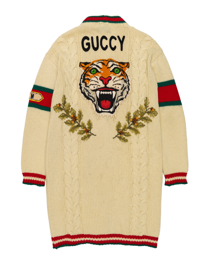 Gucci “Guccy” Tiger Cable Knit Cardigan thumbnail