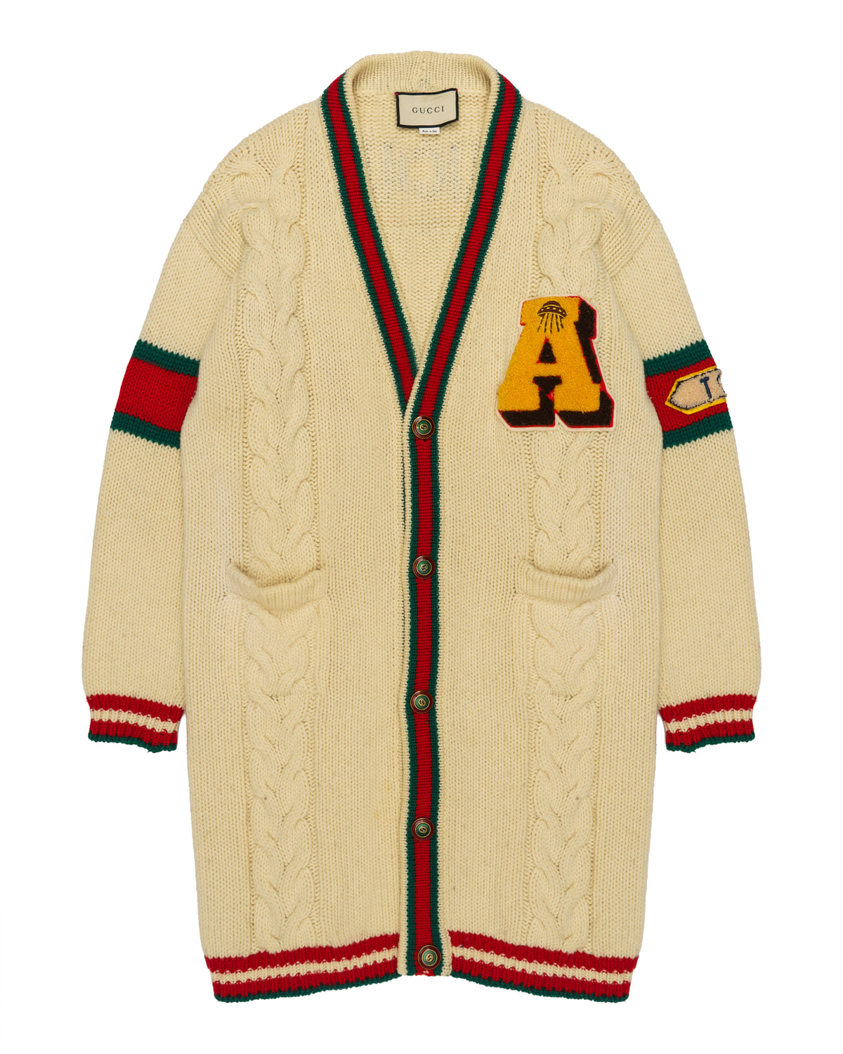 Gucci “Guccy” Tiger Cable Knit Cardigan