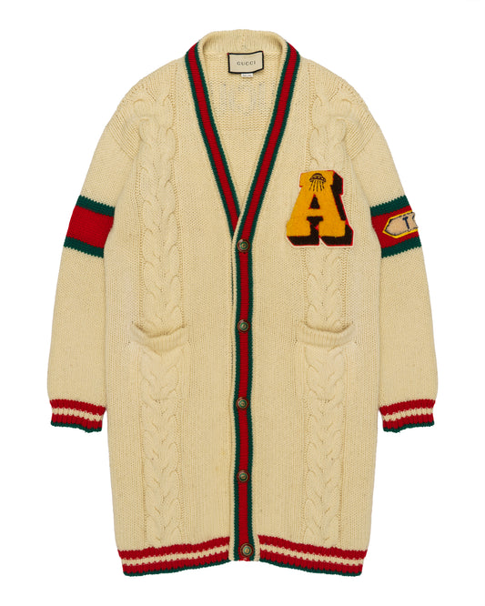 Gucci “Guccy” Tiger Cable Knit Cardigan