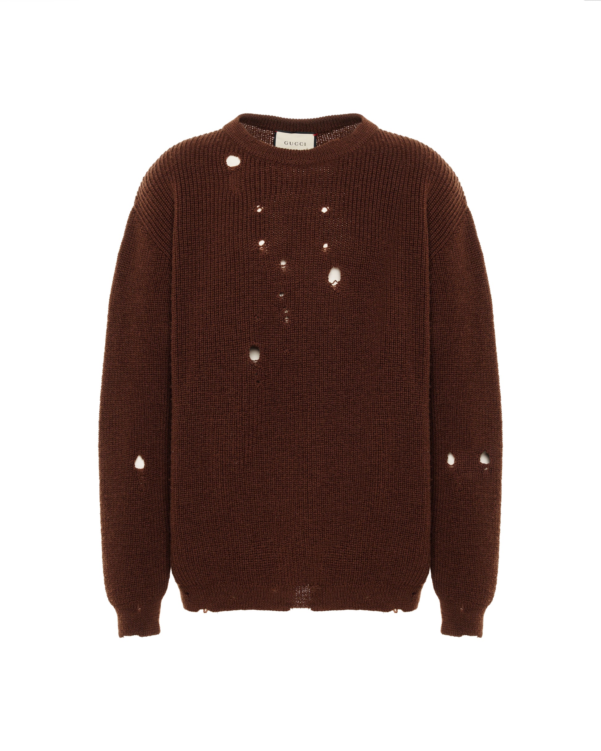 Gucci distressed brown wool oversized sweater Gucci