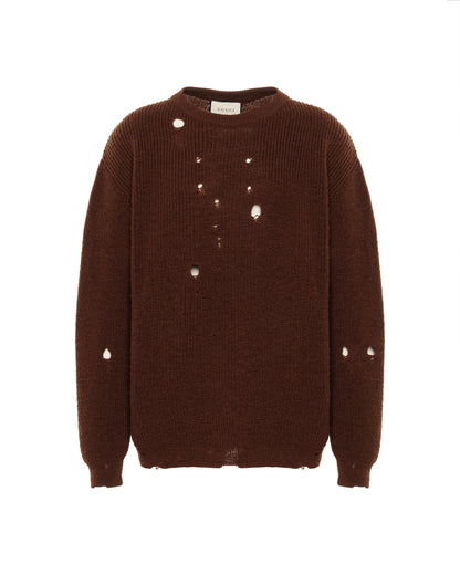 Gucci distressed brown wool oversized sweater Gucci