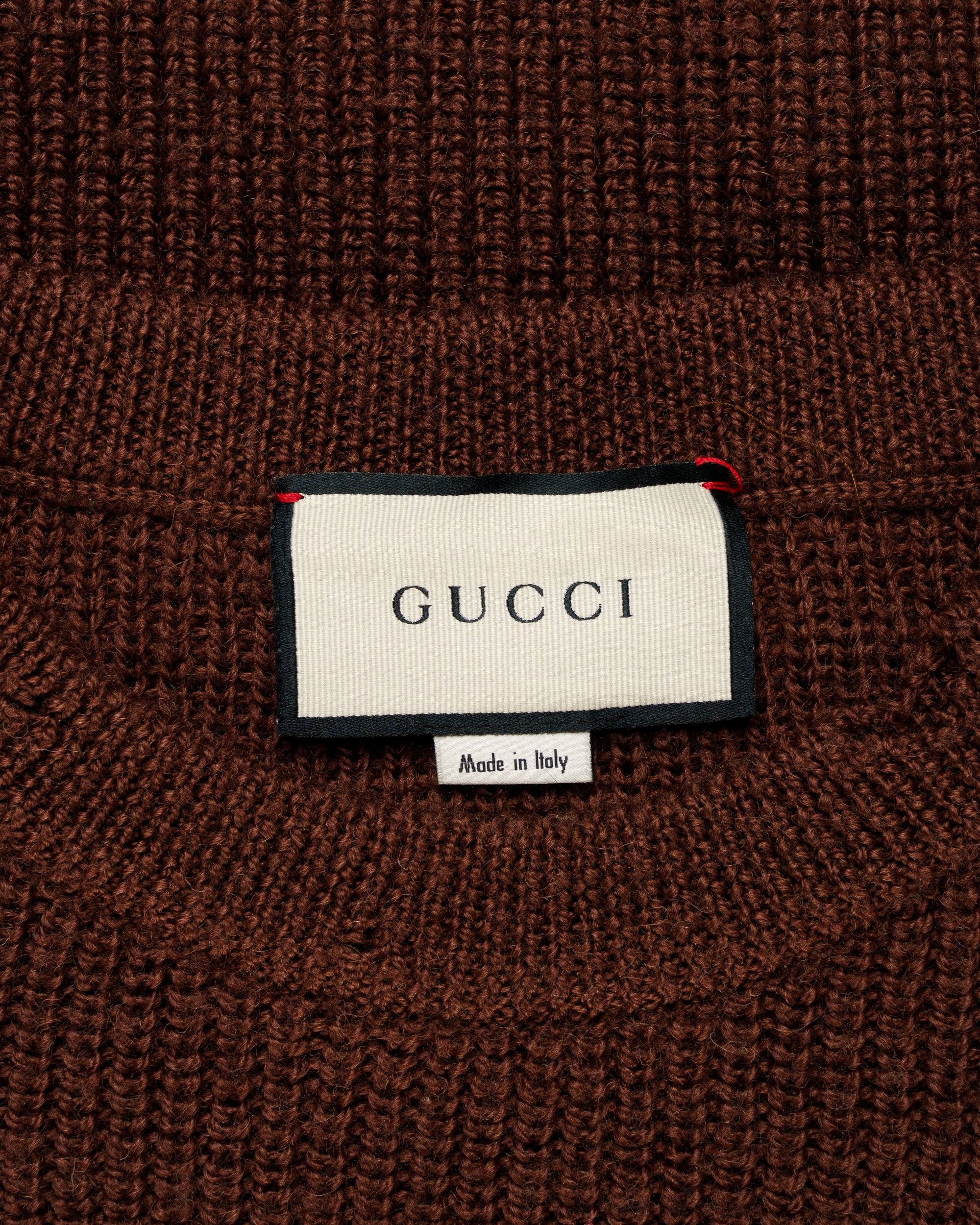 Gucci distressed brown wool oversized sweater