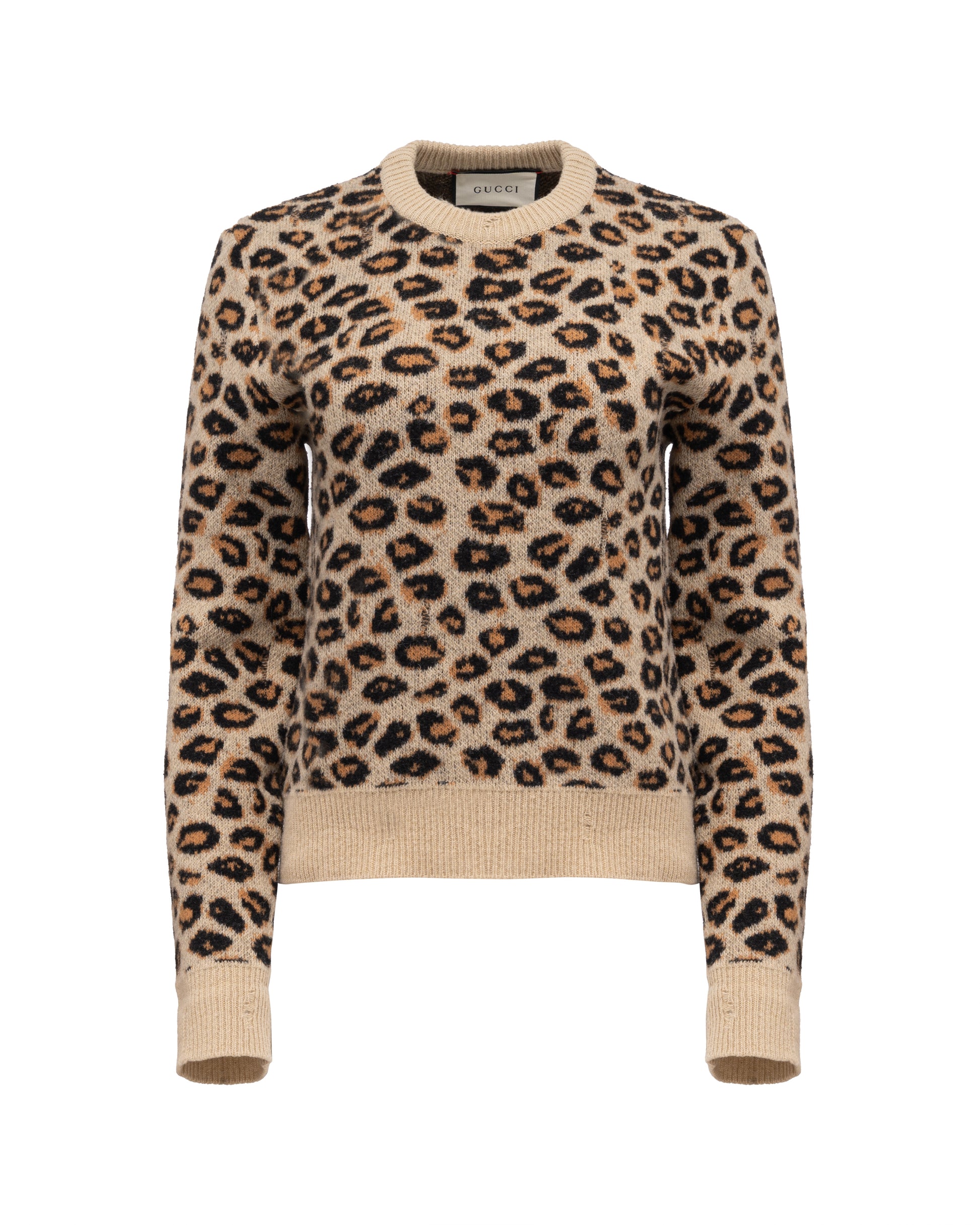Gucci distressed leopard jacquard sweater Gucci