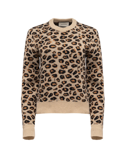 Gucci distressed leopard jacquard sweater Gucci