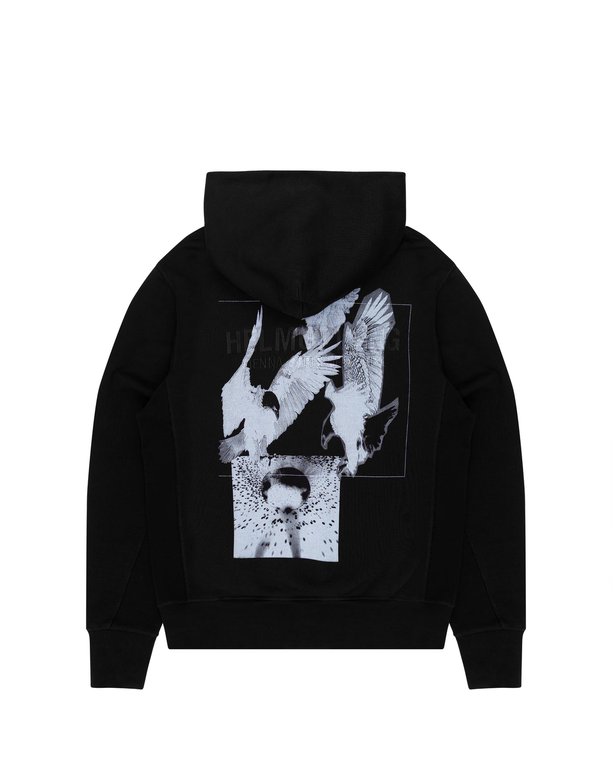 Helmut Lang logo embroidered printed black hoodie
