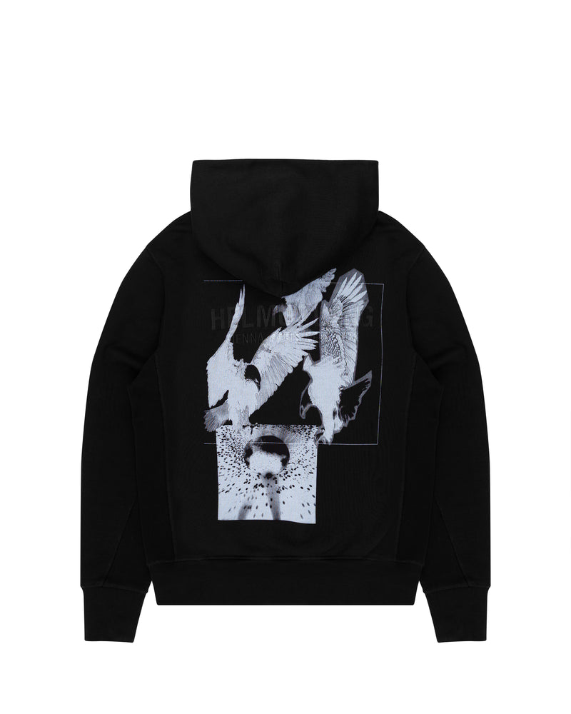 Helmut Lang logo embroidered printed black hoodie thumbnail