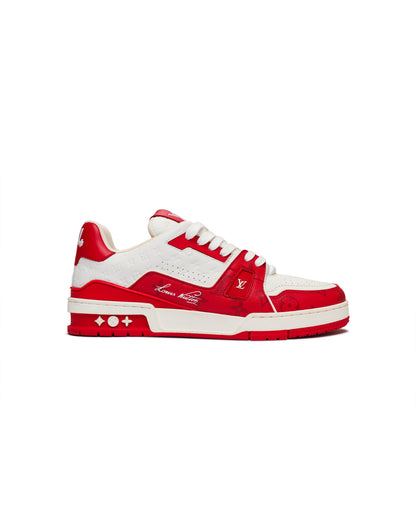 Louis Vuitton trainers red embossed monogram